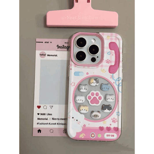 スマホケース  かわいい猫電話をモチーフ  耐衝撃・防振性能に優れ、高級感あふれるスマホケースで、iPhone に対応