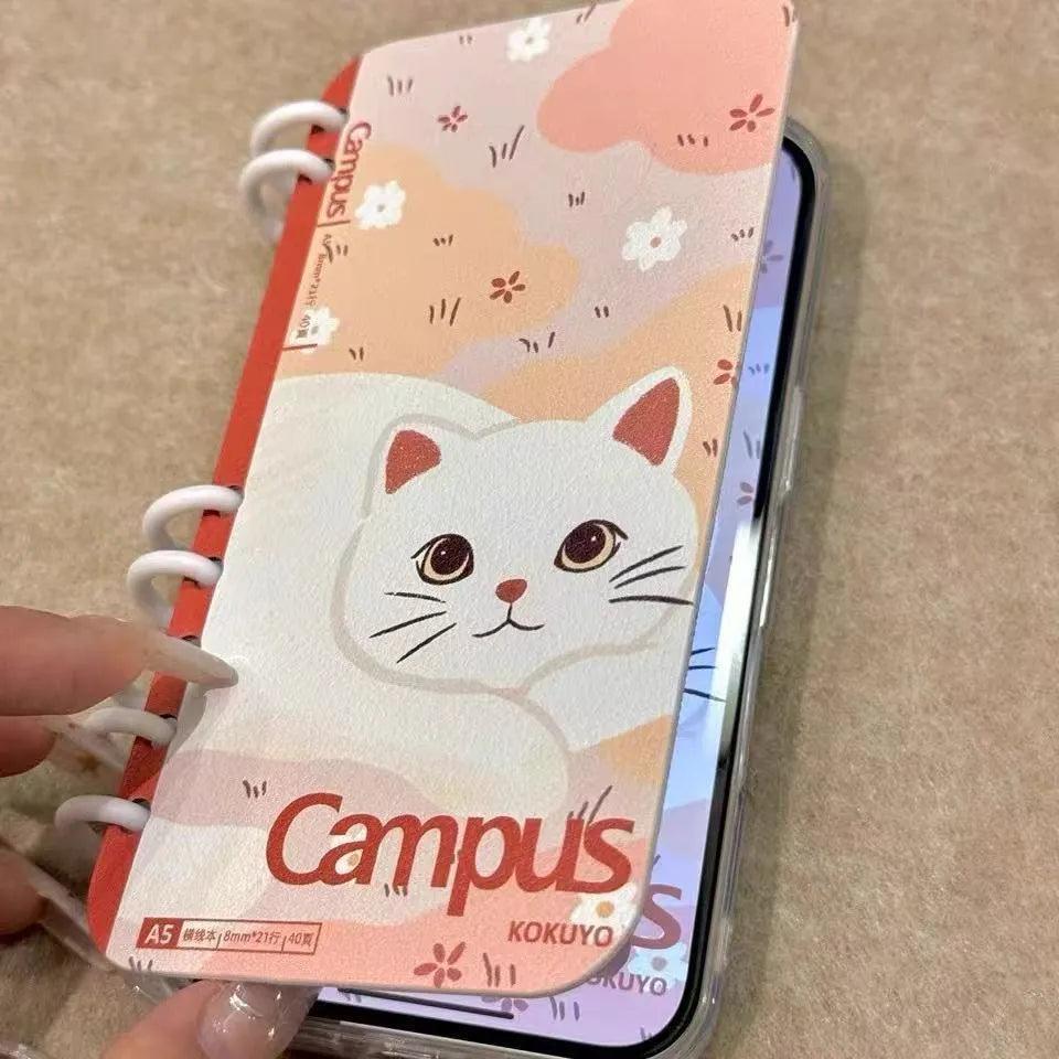 本型スマホケース 可愛い猫ちゃんテーマ 手帳型スマホケース キャラクターの柔らかい 折りたたみ式 ノート型 スマホケース  iPhone に対応