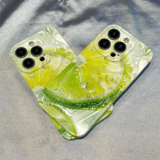 スマホケース  泡立つレモンソーダ 、涼しさがパチンと炸裂!  耐衝撃・防振性能に優れ、高級感あふれるスマホケースで、iPhone に対応