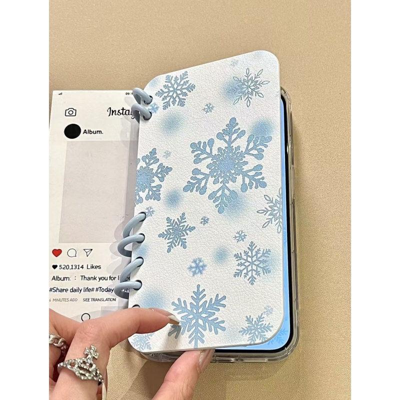 本型スマホケース 雪テーマ 手帳型スマホケース キャラクターの柔らかい 折りたたみ式 ノート型 スマホケース  iPhone に対応