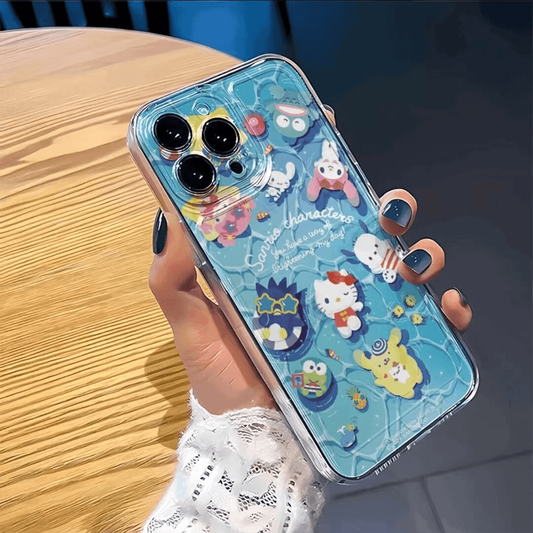スマホケース  ハローキティと一緒に涼しい夏を楽しみましょう!、  耐衝撃・防振性能に優れ、高級感あふれるスマホケースで、iPhone に対応