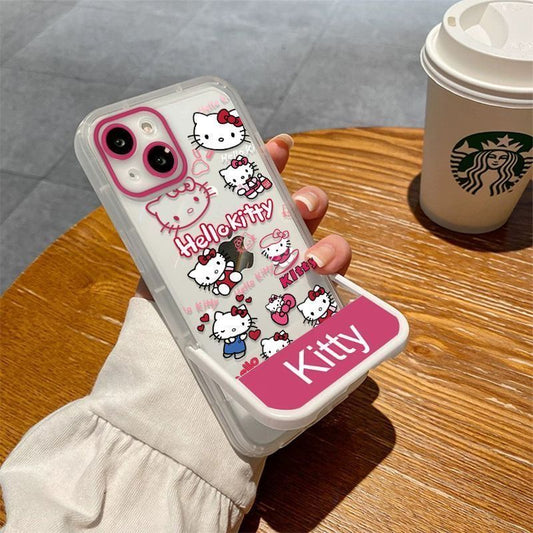 スマホケース  ハローキティテーマ 隠しスタンド付きスマホケース  耐衝撃・防振性能に優れ、高級感あふれるスマホケースで、iPhone に対応