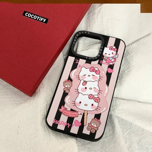 スマホケース  ハローキティの串カツテーマ  耐衝撃・防振性能に優れ、高級感あふれるスマホケースで、iPhone に対応