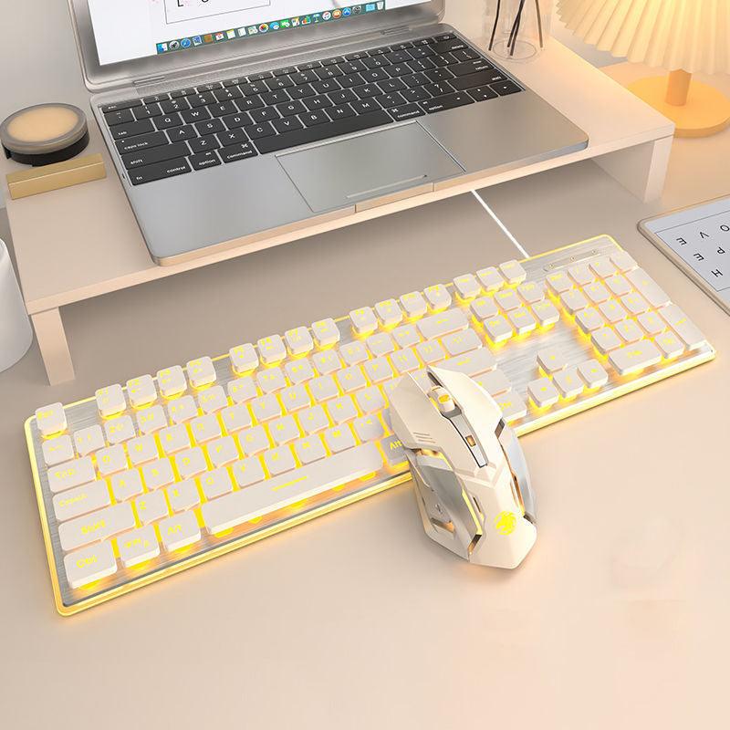 有線 透明 ゲーミングキーボードマウスセット| USB接続 ライト静音 滑り止め 高さ調整可能 茶軸 - BicMart