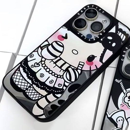 スマホケース  ダークハローキティとクロミテーマ  耐衝撃・防振性能に優れ、高級感あふれるスマホケースで、iPhone に対応