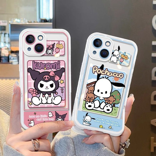 スマホケース  インスタ風で大人気のクロミとパチリーテーマ  耐衝撃・防振性能に優れ、高級感あふれるスマホケースで、iPhone に対応