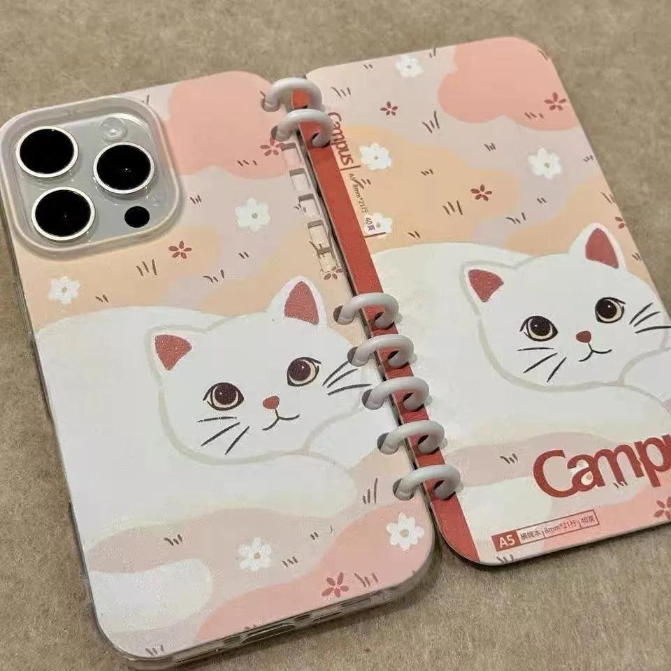 本型スマホケース 可愛い猫ちゃんテーマ 手帳型スマホケース キャラクターの柔らかい 折りたたみ式 ノート型 スマホケース  iPhone に対応