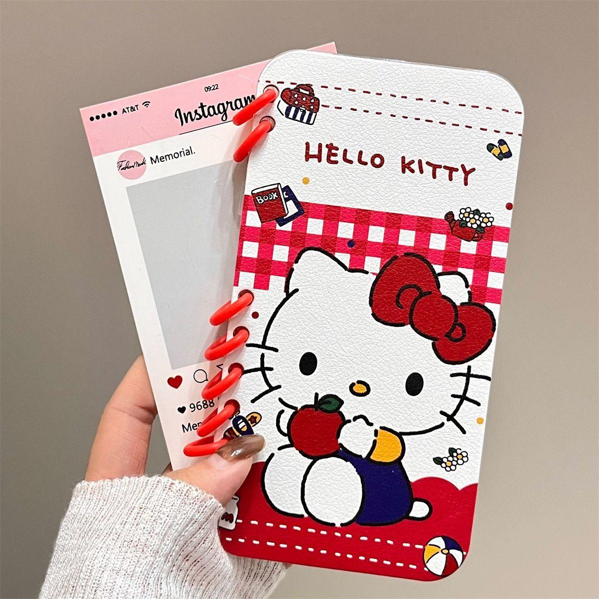 本型スマホケース ハローキティテーマ 手帳型スマホケース キャラクターの柔らかい 折りたたみ式 ノート型 スマホケース iPhone に対応