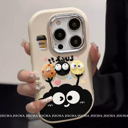 コーヒーところころ デザイン  シリコン製で耐衝撃性が高く、高級感あふれるスマホケース、iPhone に対応