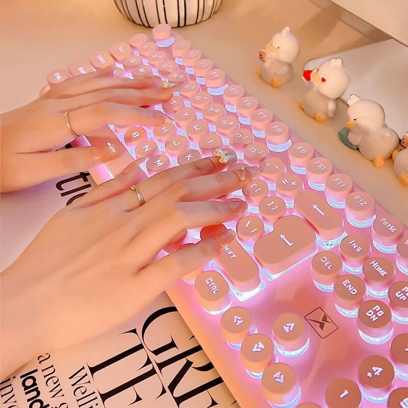 K620 メカニカル感覚キーボード&マウスセット、カラーバックライト付き、エレクトロニクスゲーム向けのパンクスタイル静音キーボード - BicMart