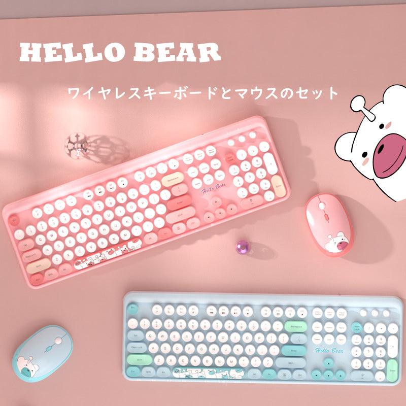 MOFII ワイヤレスキーボードとマウスのセット|マウスパッド・かわいい・レトロタイプライター・おしゃれ・色褪せにくい・静音無線2.4G・タッチ感 - BicMart