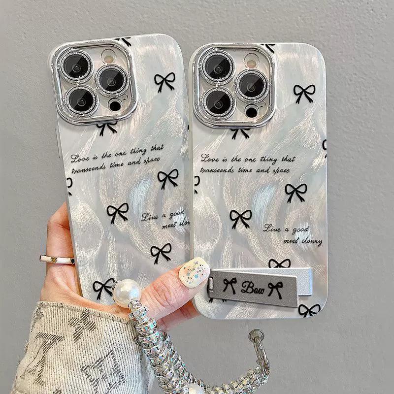 Buttonholic & heart design, luxurious bracelet with stand, smartphone case for iPhone