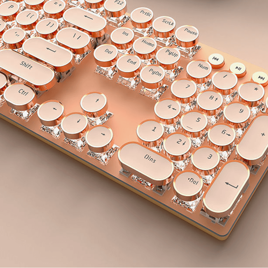 メカニカルキーボード|Bluetoothタイプ・ローズ金・かっこういい・ヴィンテージ・ゲーム用・使いやすい・手応えがよい・104キー - BicMart