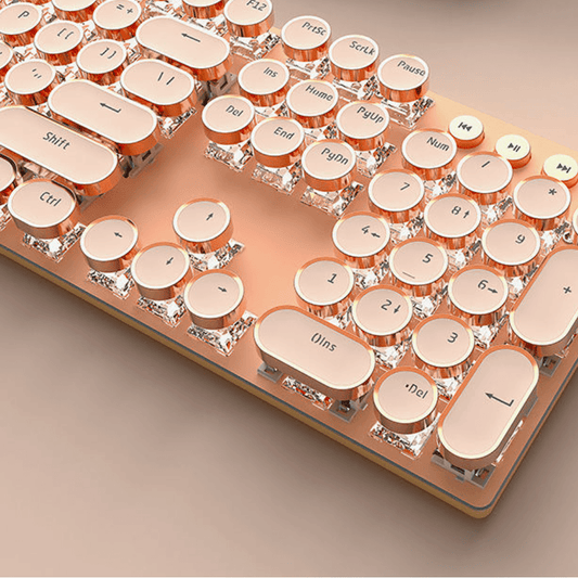 メカニカルキーボード|Bluetoothタイプ・ローズ金・かっこういい・ヴィンテージ・ゲーム用・使いやすい・手応えがよい・104キー - BicMart