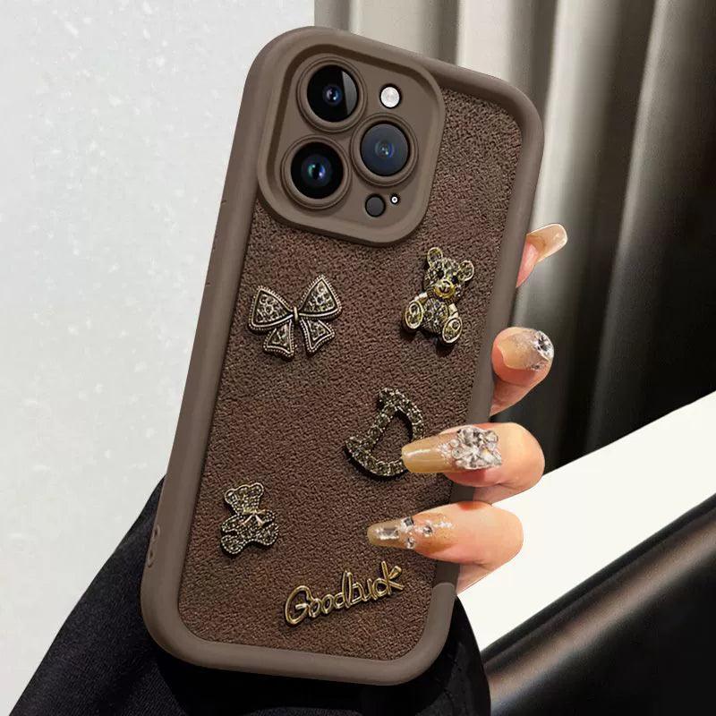 持つ子熊 デザイン シリコン製で耐衝撃性が高く、高級感あふれるスマホケース、iPhone に対応