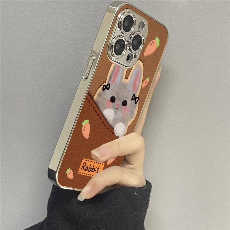 ポケットに入ったウサギ デザイン シリコン製で耐衝撃性が高く、高級感あふれるスマホケース、iPhone に対応