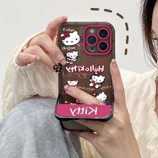 スマホケース  ハローキティテーマ 隠しスタンド付きスマホケース  耐衝撃・防振性能に優れ、高級感あふれるスマホケースで、iPhone に対応
