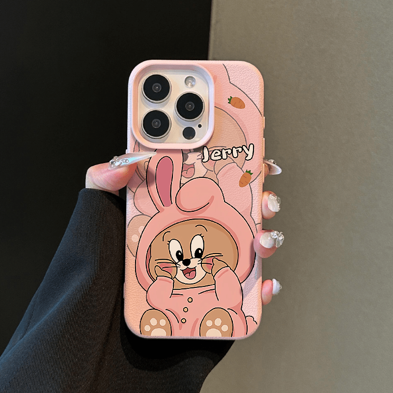 スマホケース  パジャマ姿のジェリーとトムをモチーフ  耐衝撃・防振性能に優れ、高級感あふれるスマホケースで、iPhone に対応