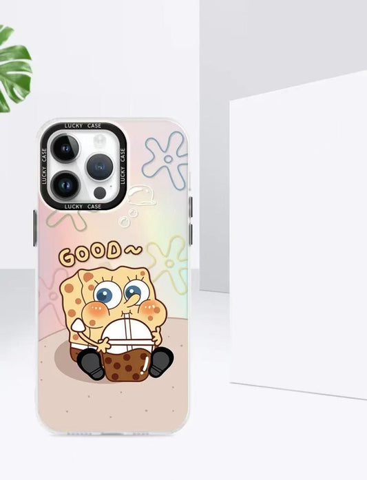 スポンジボブテーマ  レーザースマホケース  耐衝撃・防振性能に優れ、高級感あふれるスマホケースで、iPhone に対応