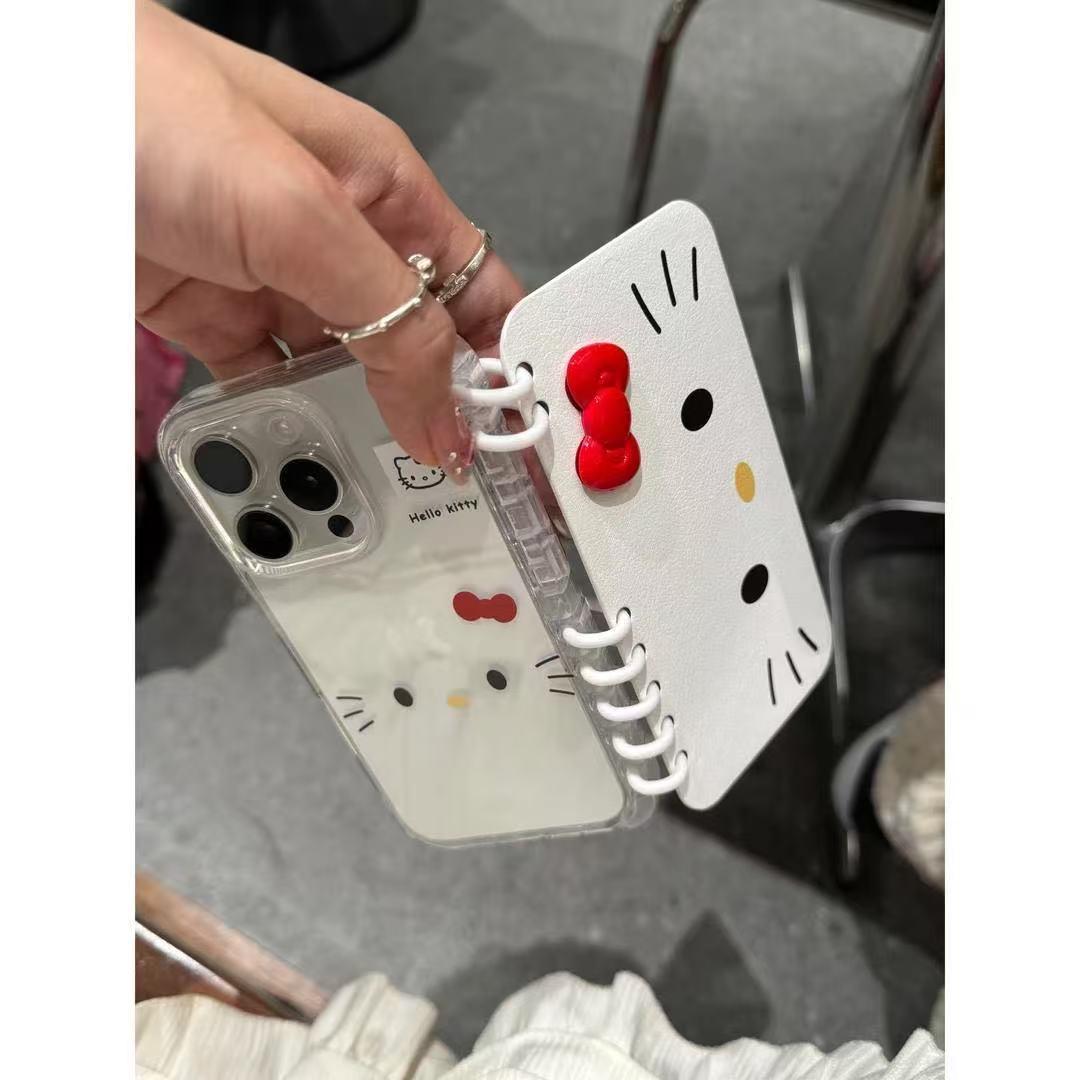 本型スマホケース  ハローキティテーマ 手帳型スマホケース キャラクターの柔らかい 折りたたみ式 ノート型 スマホケース  iPhone に対応