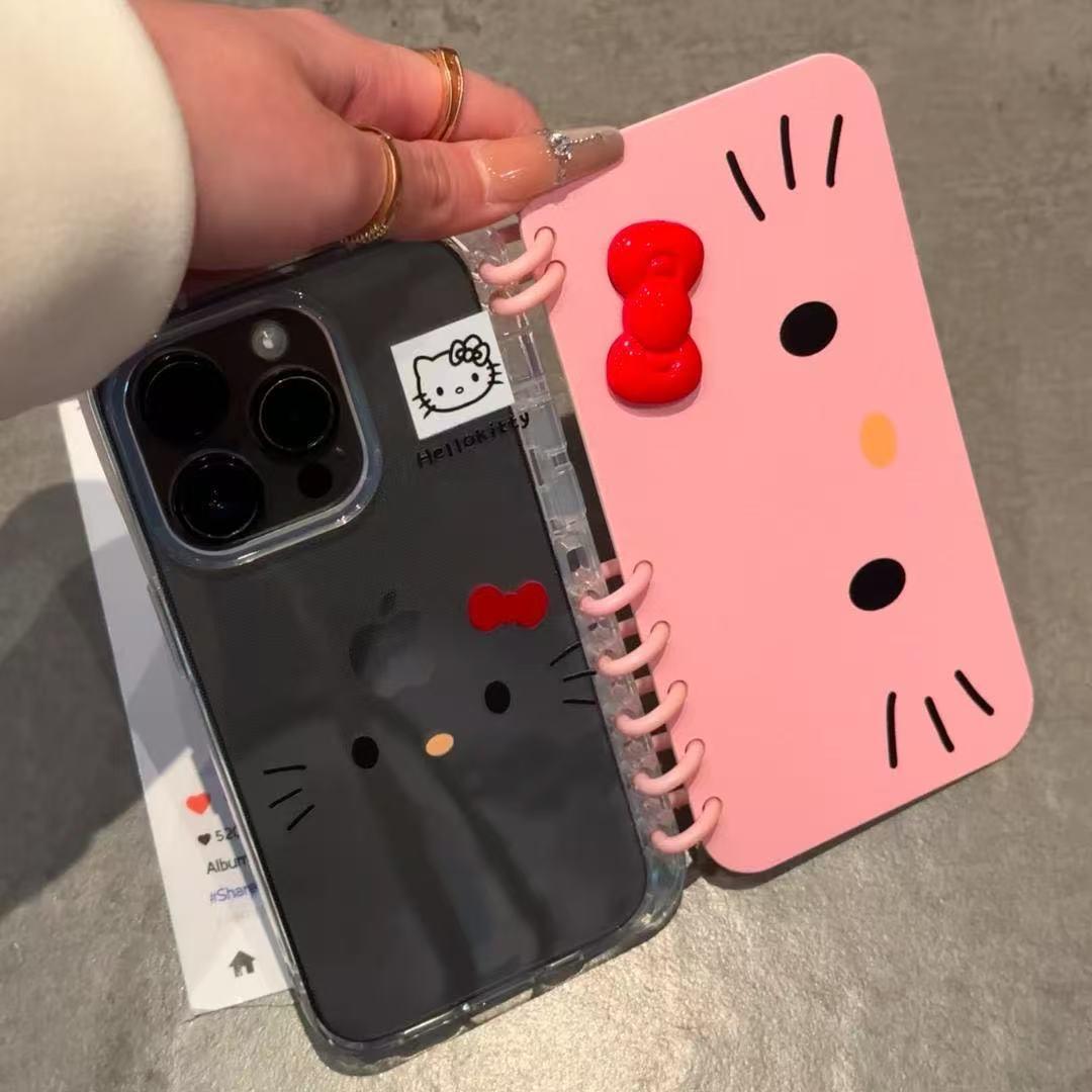 本型スマホケース ハローキティテーマ 手帳型スマホケース キャラクターの柔らかい 折りたたみ式 ノート型 スマホケース iPhone に対応