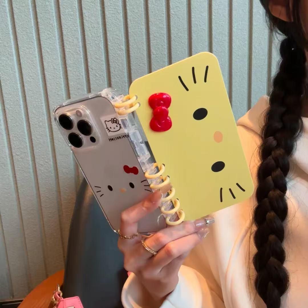 本型スマホケース ハローキティテーマ 手帳型スマホケース キャラクターの柔らかい 折りたたみ式 ノート型 スマホケース iPhone に対応