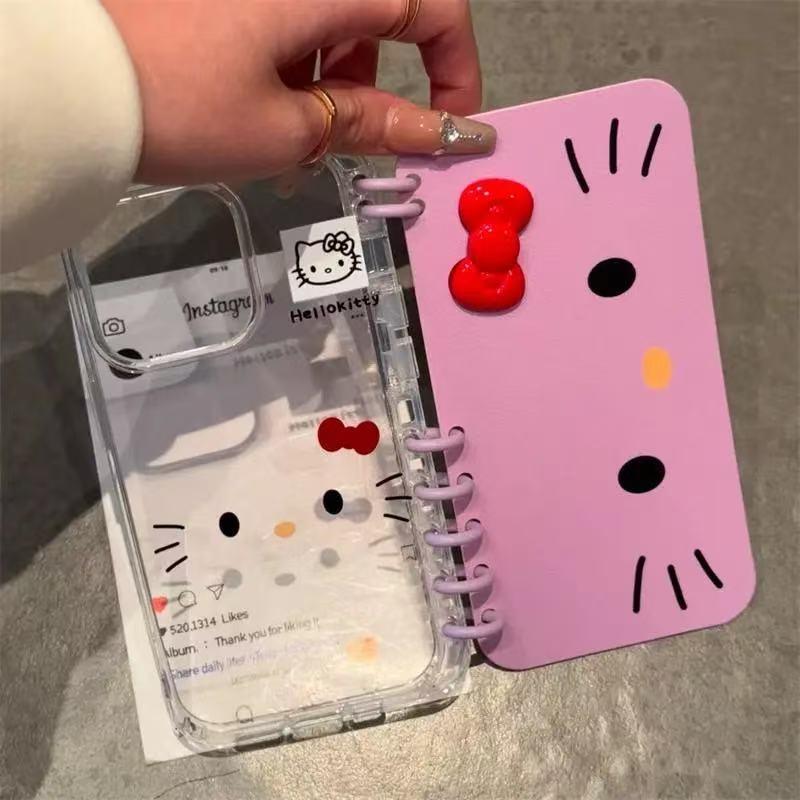 本型スマホケース ハローキティテーマ 手帳型スマホケース キャラクターの柔らかい 折りたたみ式 ノート型 スマホケース iPhone に対応
