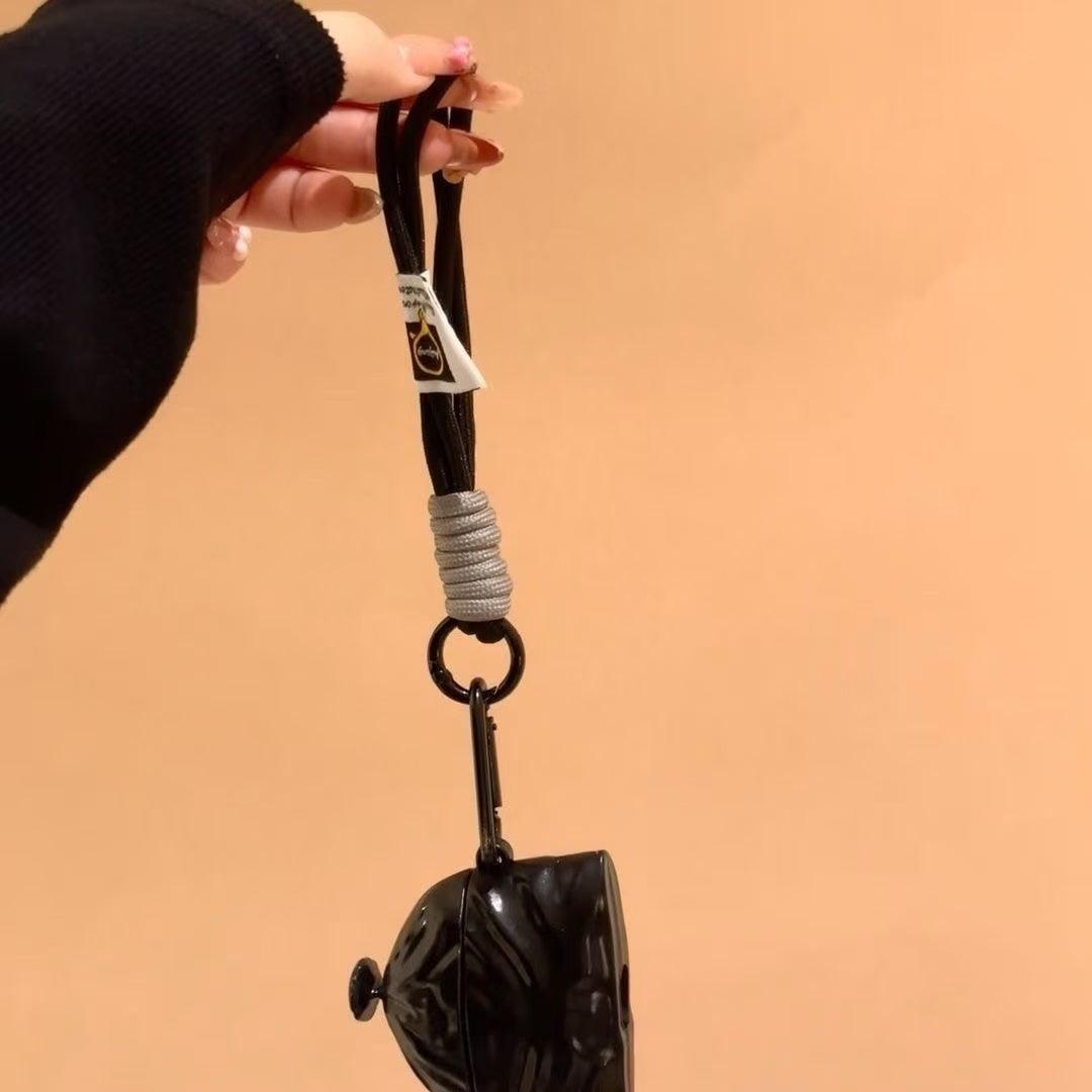 イヤホン保護カバー    超大人気 黒いゴミ袋 デザイン イヤホンケース