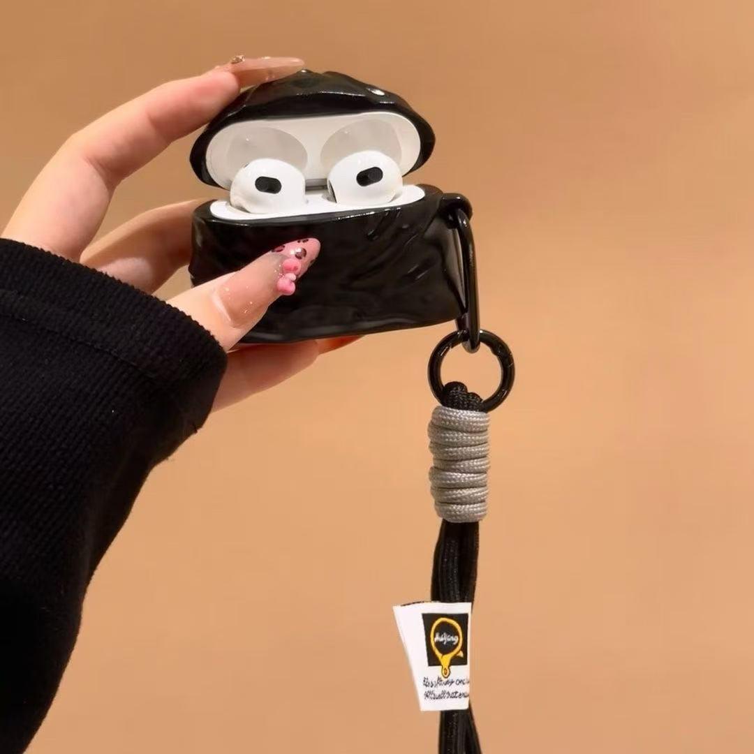 イヤホン保護カバー    超大人気 黒いゴミ袋 デザイン イヤホンケース