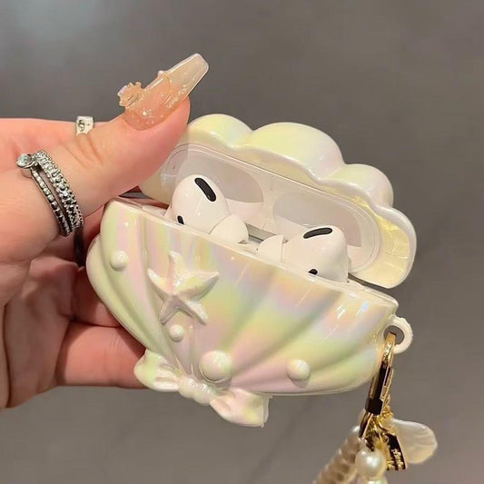 イヤホン保護カバー   超大人気  色彩を放つ貝殻 デザイン イヤホンケース