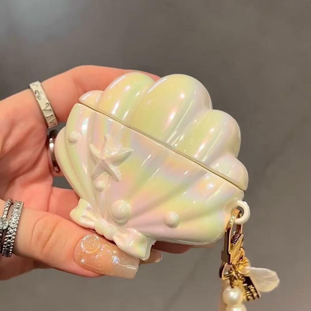 イヤホン保護カバー   超大人気  色彩を放つ貝殻 デザイン イヤホンケース