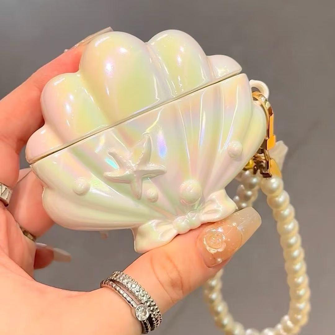 イヤホン保護カバー   超大人気  色彩を放つ貝殻 デザイン イヤホンケース