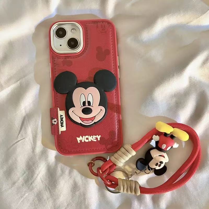 スマホケース  ミッキーマウスをテーマにした高品質なレザー製  耐衝撃・防振性能に優れ、高級感あふれるスマホケースで、iPhone に対応
