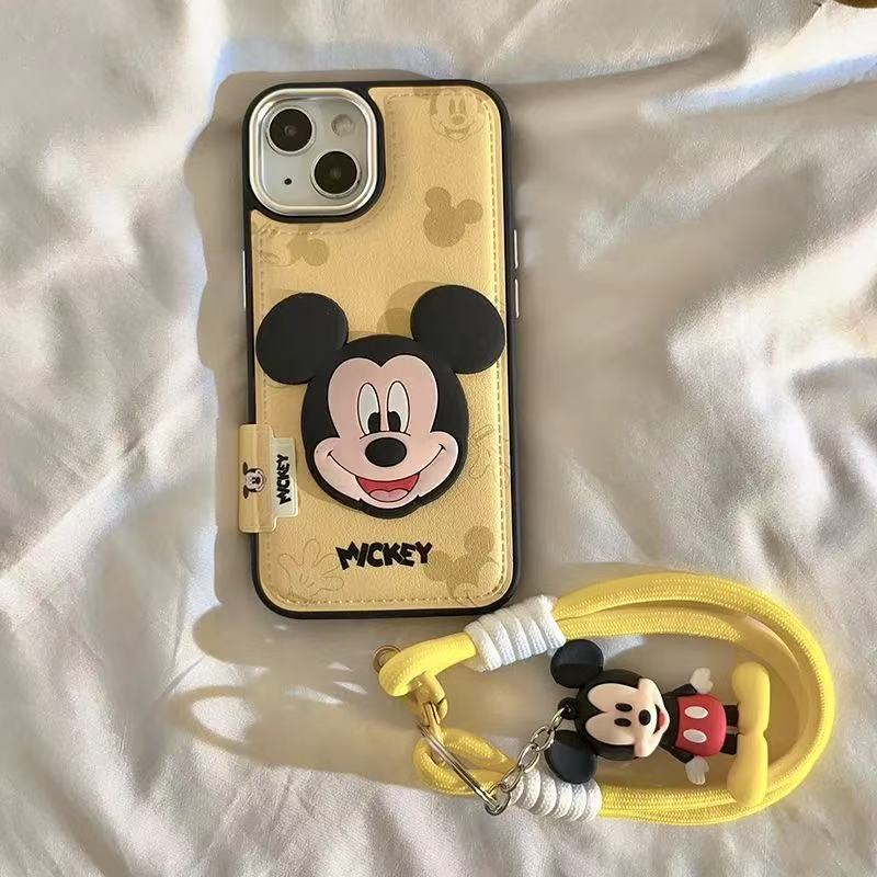 スマホケース  ミッキーマウスをテーマにした高品質なレザー製  耐衝撃・防振性能に優れ、高級感あふれるスマホケースで、iPhone に対応