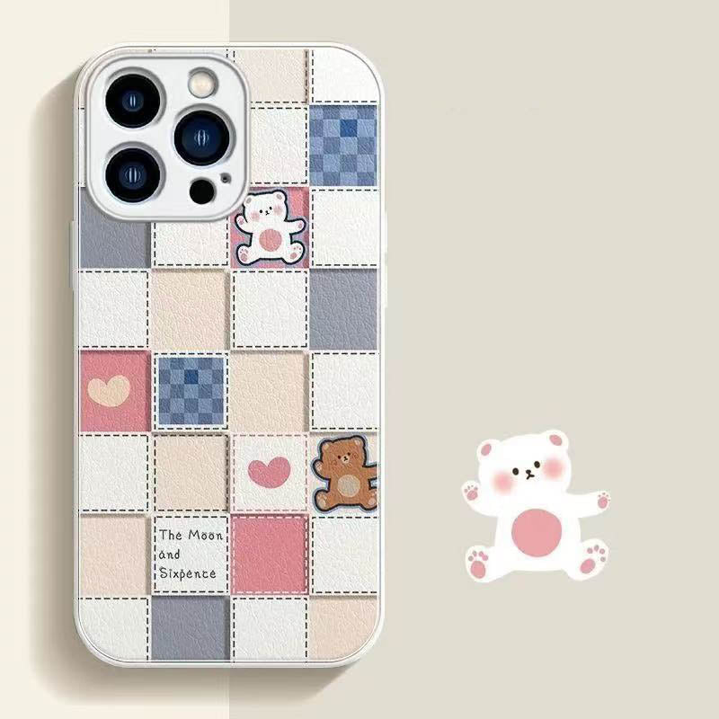 スマホケース 全5色 格子柄  耐衝撃・防振性能に優れ、高級感あふれるスマホケースで、iPhone に対応