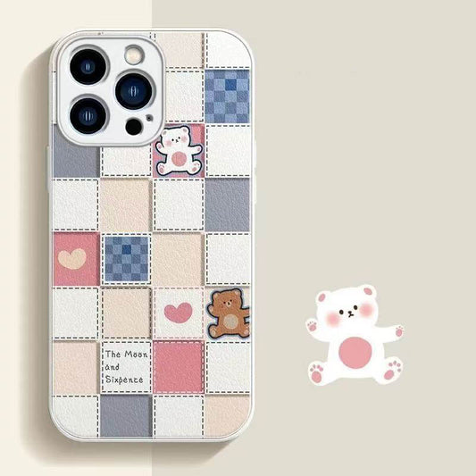 スマホケース 全5色 格子柄  耐衝撃・防振性能に優れ、高級感あふれるスマホケースで、iPhone に対応