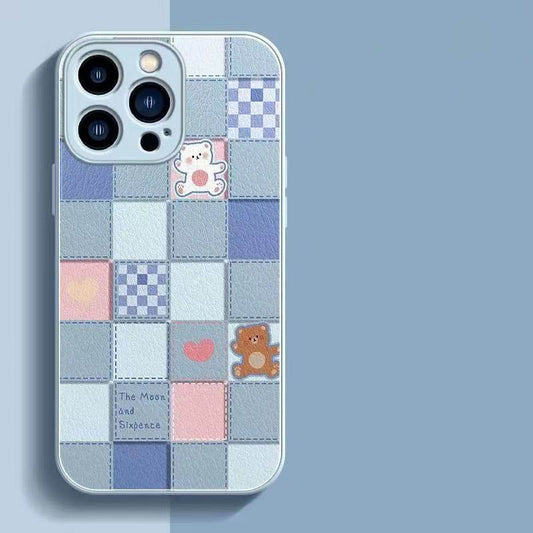 スマホケース 全5色 格子柄  耐衝撃・防振性能に優れ、高級感あふれるスマホケースで、iPhone に対応