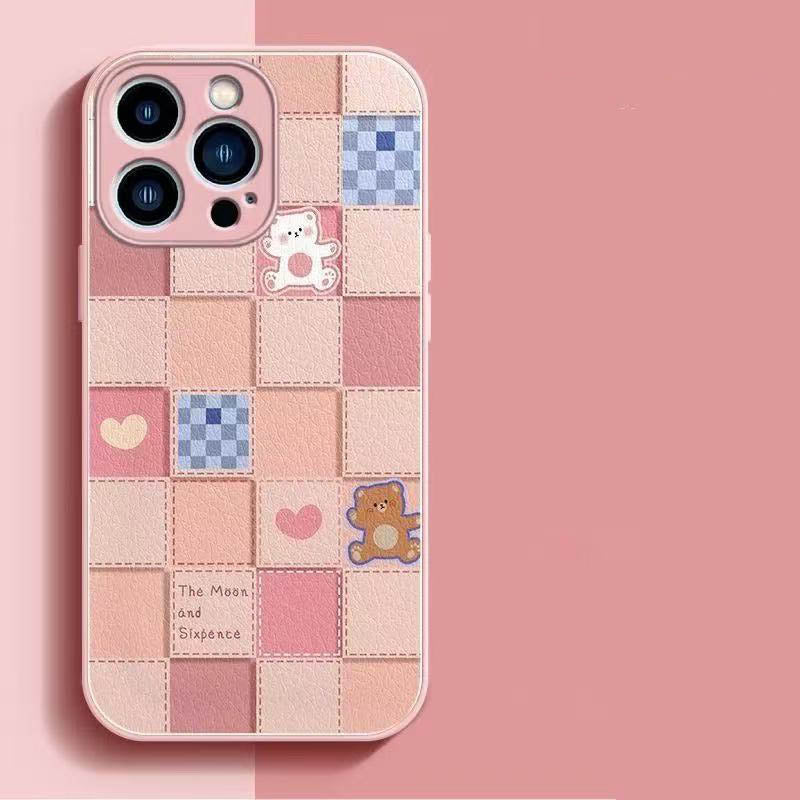 スマホケース 全5色 格子柄  耐衝撃・防振性能に優れ、高級感あふれるスマホケースで、iPhone に対応