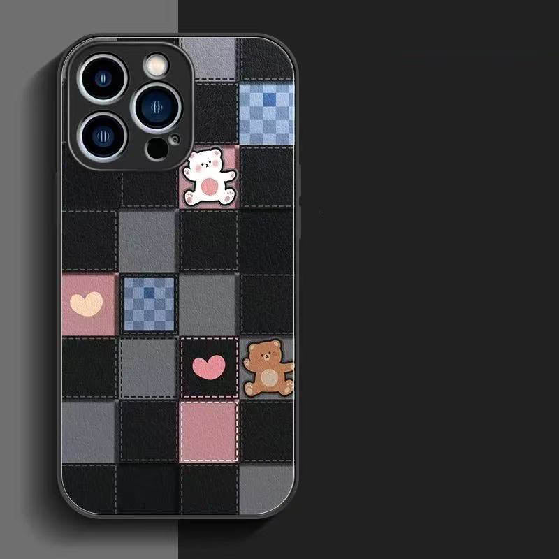 スマホケース 全5色 格子柄  耐衝撃・防振性能に優れ、高級感あふれるスマホケースで、iPhone に対応