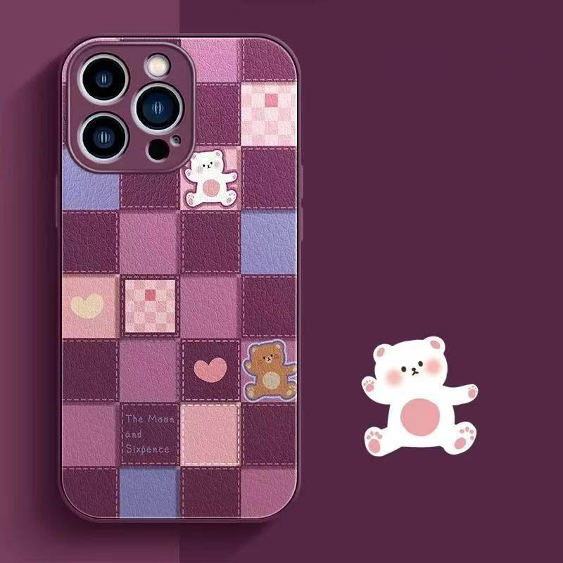 スマホケース 全5色 格子柄  耐衝撃・防振性能に優れ、高級感あふれるスマホケースで、iPhone に対応