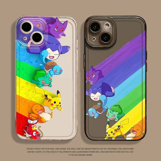 スマホケース  レインボーの色が輝くポケモンが登場するスマホケース  耐衝撃・防振性能に優れ、高級感あふれるスマホケースで、iPhone に対応