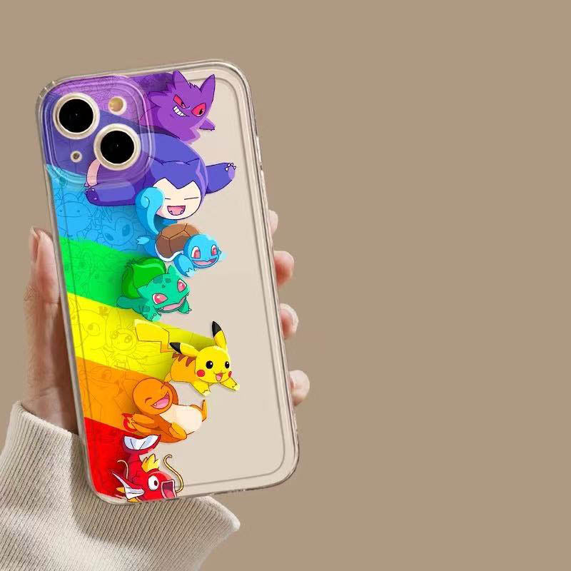 スマホケース  レインボーの色が輝くポケモンが登場するスマホケース  耐衝撃・防振性能に優れ、高級感あふれるスマホケースで、iPhone に対応