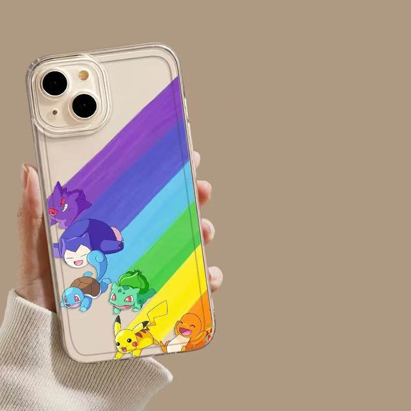 スマホケース  レインボーの色が輝くポケモンが登場するスマホケース  耐衝撃・防振性能に優れ、高級感あふれるスマホケースで、iPhone に対応