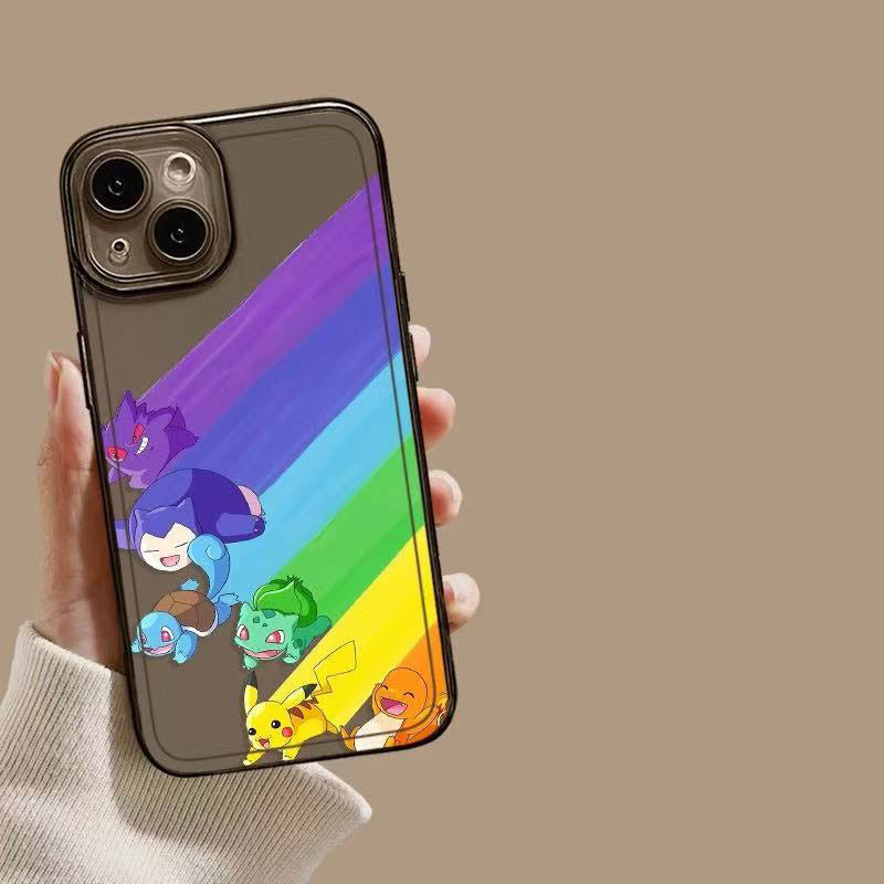 スマホケース  レインボーの色が輝くポケモンが登場するスマホケース  耐衝撃・防振性能に優れ、高級感あふれるスマホケースで、iPhone に対応