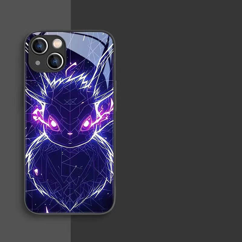 スマホケース  ポケモンがガラス质感の舞台に登場!  耐衝撃・防振性能に優れ、高級感あふれるスマホケースで、iPhone に対応