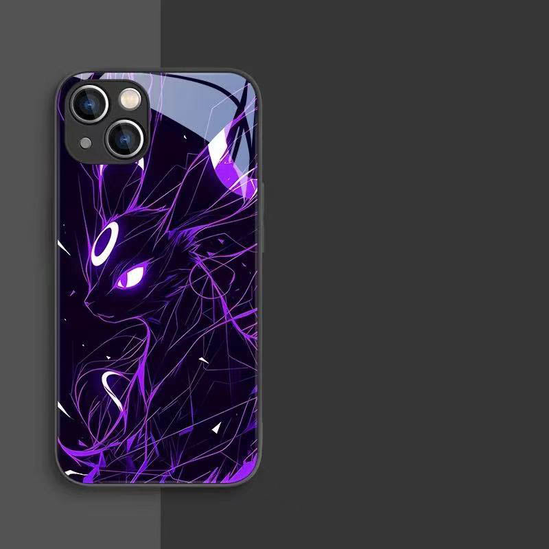 スマホケース  ポケモンがガラス质感の舞台に登場!  耐衝撃・防振性能に優れ、高級感あふれるスマホケースで、iPhone に対応