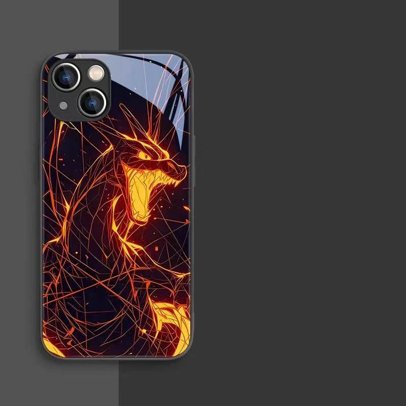 スマホケース  ポケモンがガラス质感の舞台に登場!  耐衝撃・防振性能に優れ、高級感あふれるスマホケースで、iPhone に対応