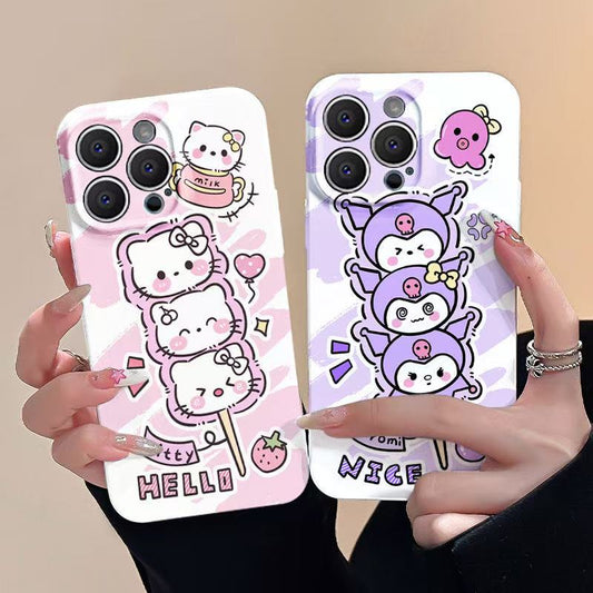 スマホケース ハローキティのつなぎテーマ  耐衝撃・防振性能に優れ、高級感あふれるスマホケースで、iPhone に対応