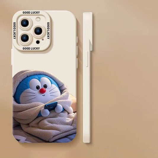 スマホケース  ふわふわのシリコーン素材と可愛いパジャマ姿のドラえもんテーマ、  耐衝撃・防振性能に優れ、高級感あふれるスマホケースで、iPhone に対応