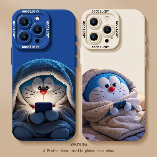 スマホケース  ふわふわのシリコーン素材と可愛いパジャマ姿のドラえもんテーマ、  耐衝撃・防振性能に優れ、高級感あふれるスマホケースで、iPhone に対応
